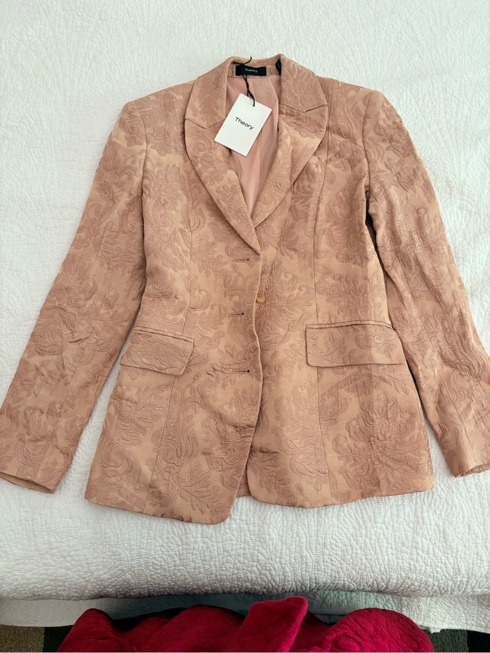 Theory Embossed Floral Jacquard Blazer in Blush - Picture 1 of 4